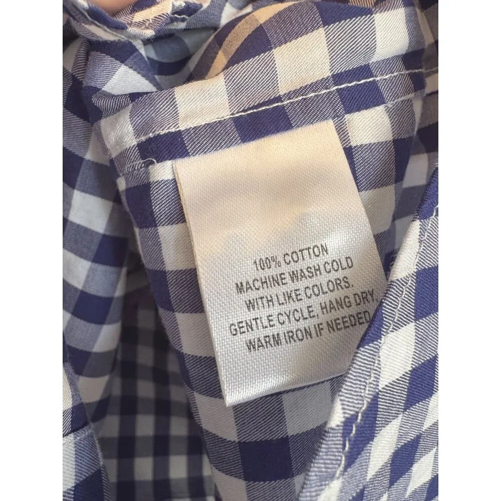 Untuckit Gingham Button Up Size 4 Blue White Check NWT Collared Women's